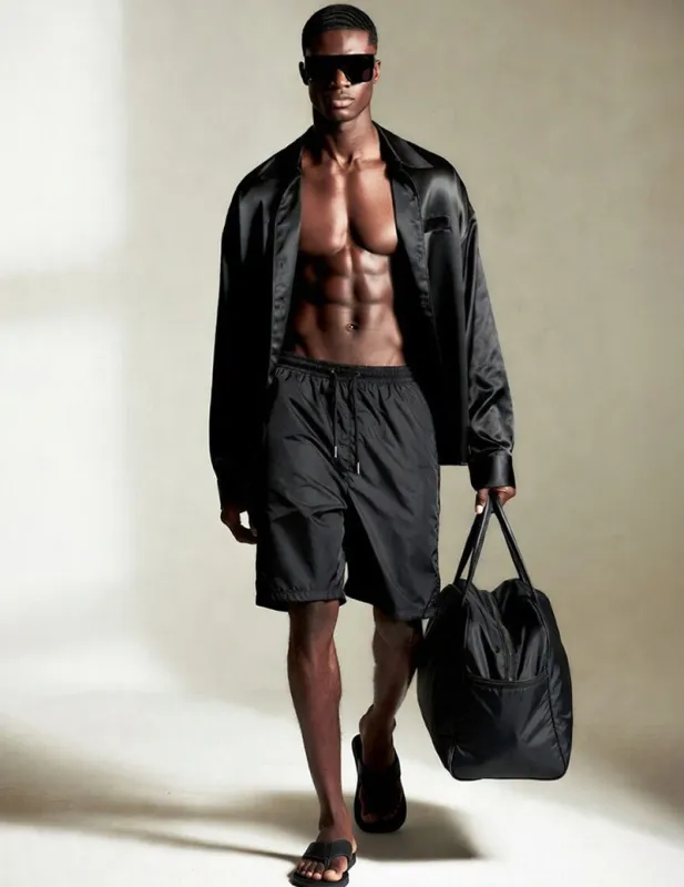 Men's Loungewear Shirt and Drawstring Shorts Set made by Ekouaer