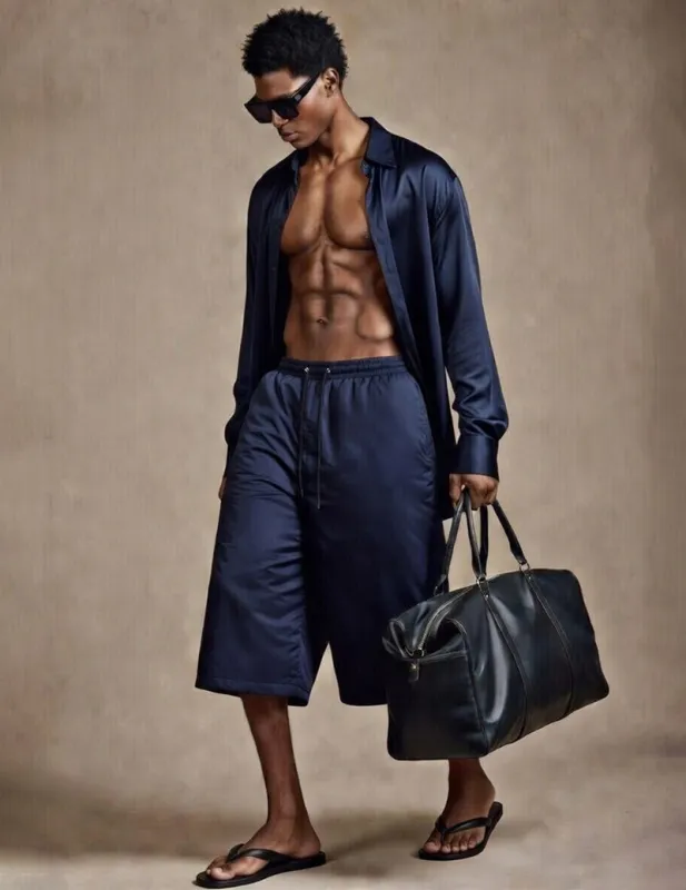 Men's Loungewear Shirt and Shorts Set made by Ekouaer