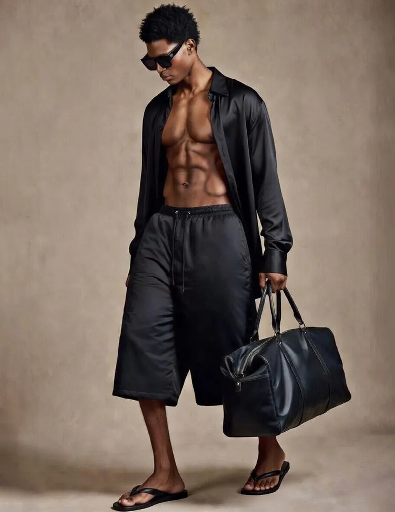 Men's Loungewear Shirt and Shorts Set sold by Ekouaer product image thumbnail 3