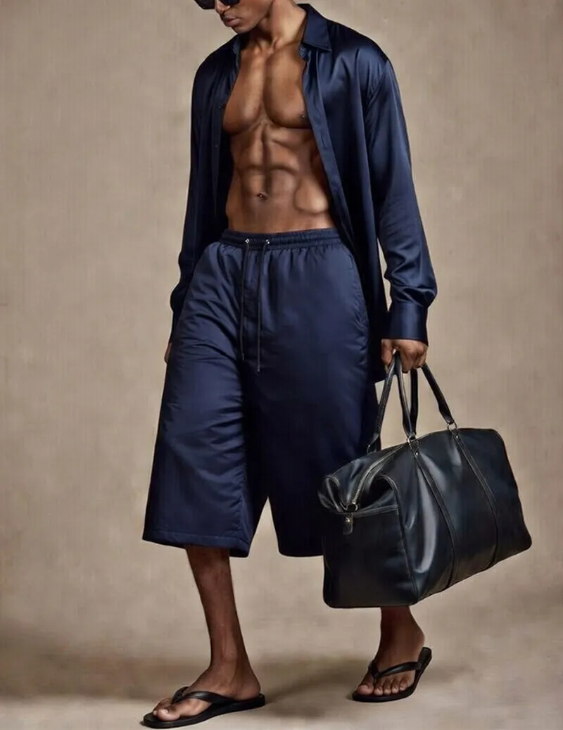 Men's Loungewear Shirt and Shorts Set sold by Ekouaer product image thumbnail 2