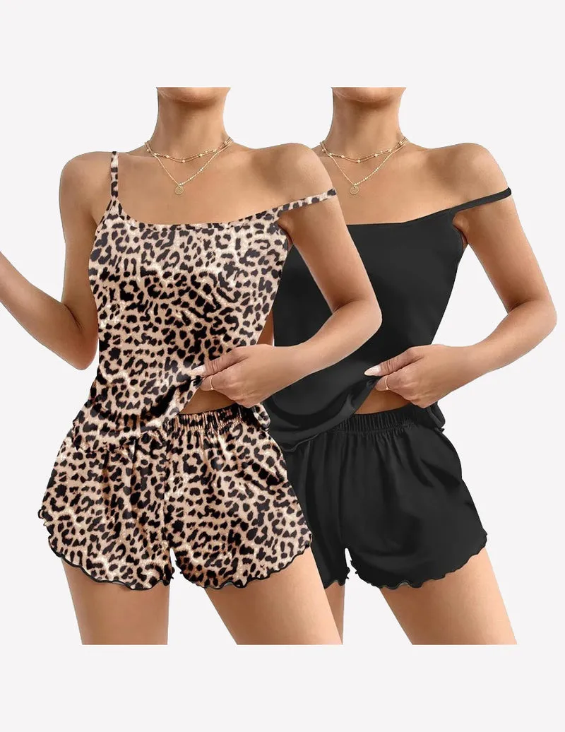 2 Pack Cami Pajama Sets Cute Print Tank Top Pjs and Shorts sold by Ekouaer product image thumbnail 4