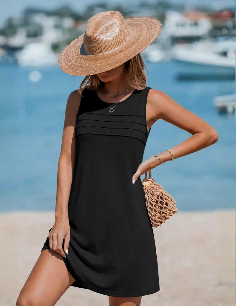 Pleated Front Bathing Suit Coverups Casual Tank Beach Dress sold by Ekouaer product image thumbnail 5