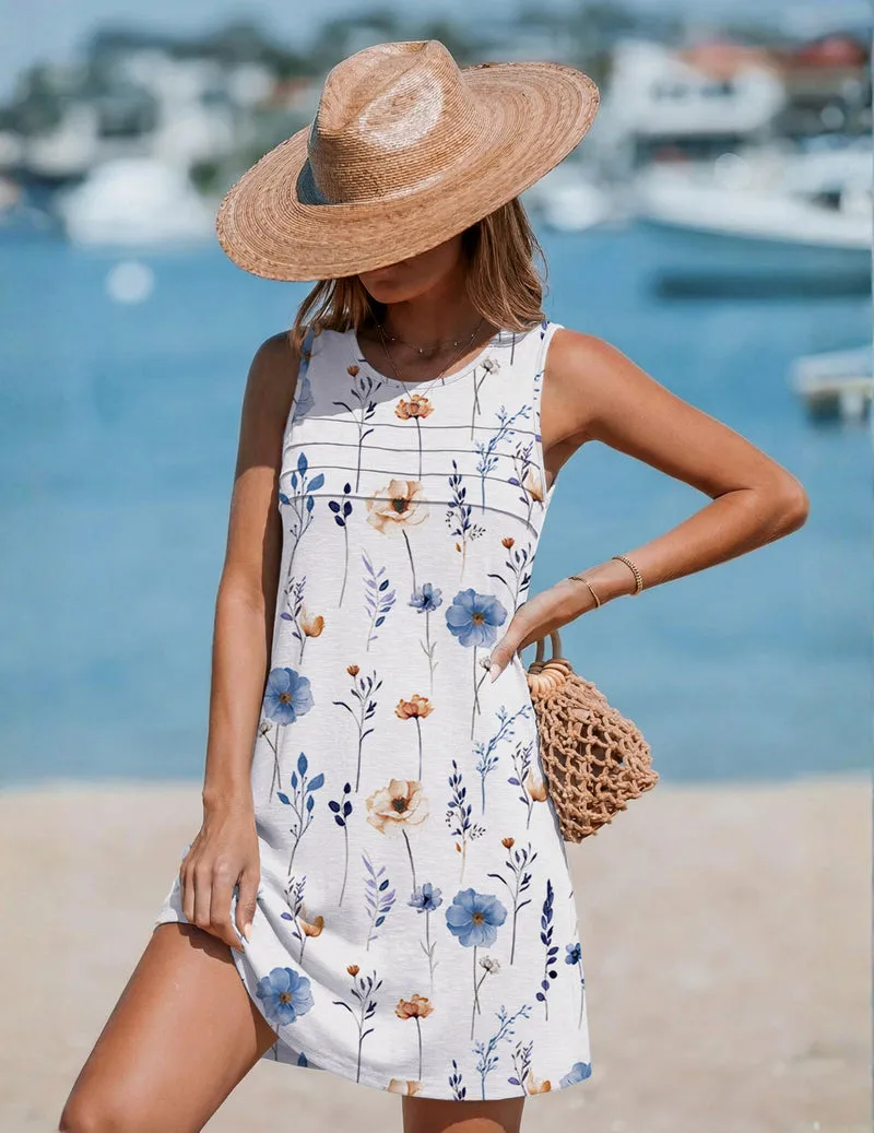 Pleated Front Bathing Suit Coverups Casual Tank Beach Dress sold by Ekouaer product image thumbnail 2