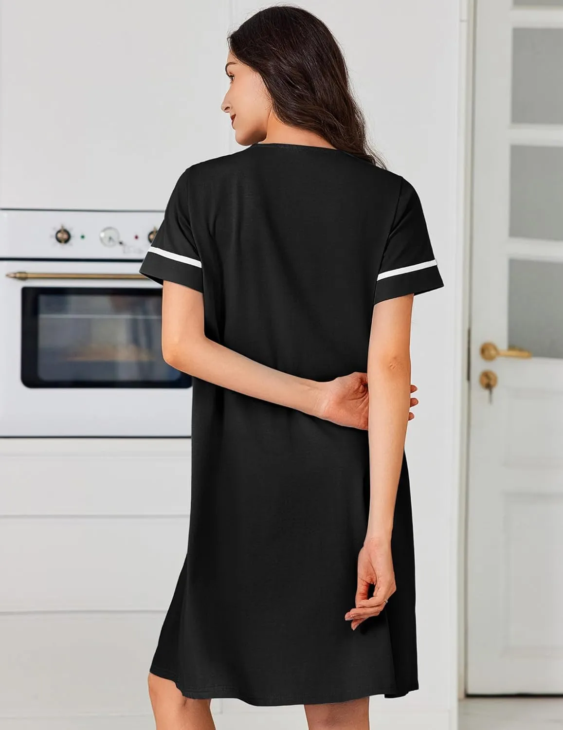Cotton House Dress with Pockets Button Down Night Gown sold by Ekouaer product image thumbnail 2