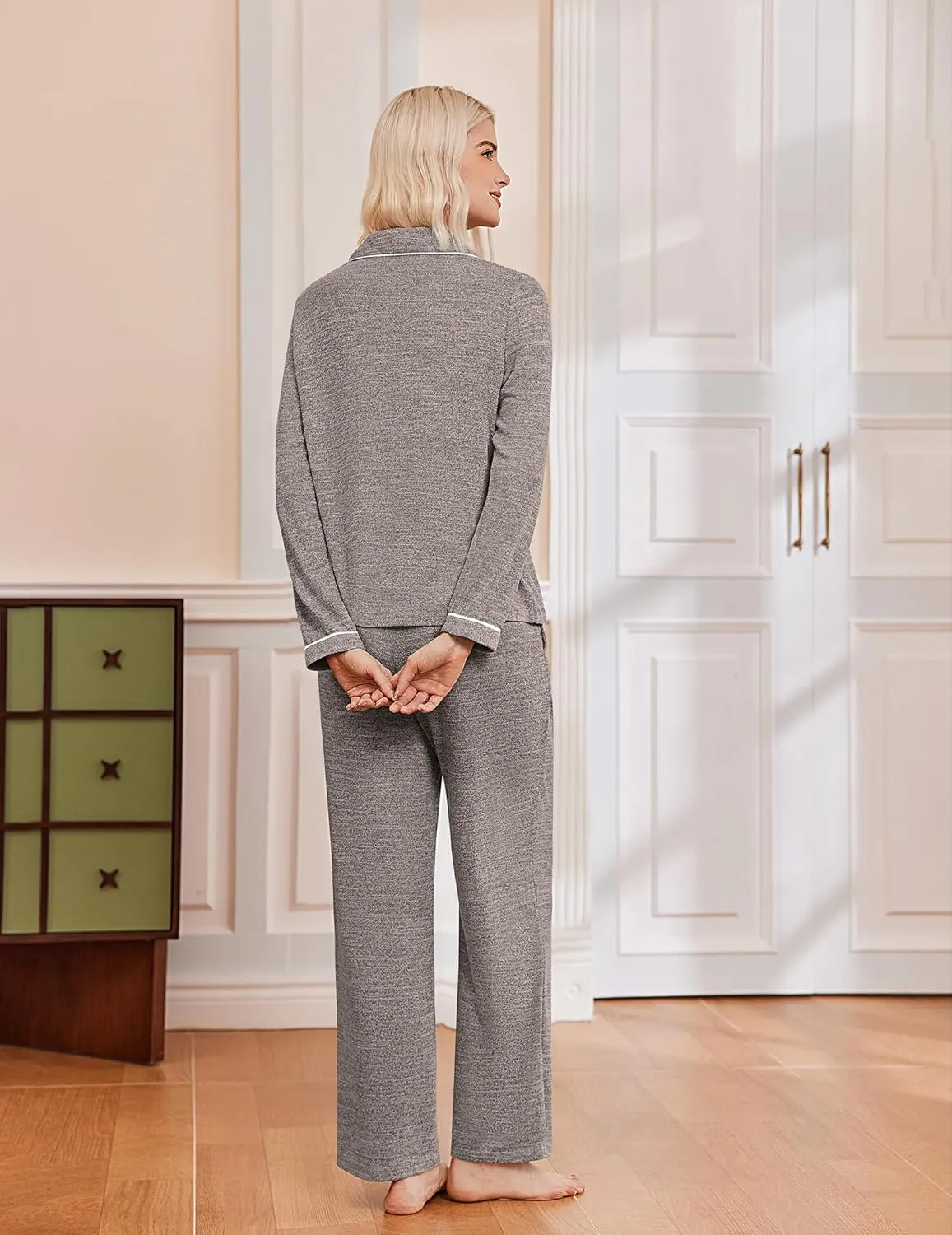 Ekouaer Women's Pajama Sets Long Sleeve Comfy Button Down Nightwear sold by Ekouaer product image thumbnail 3