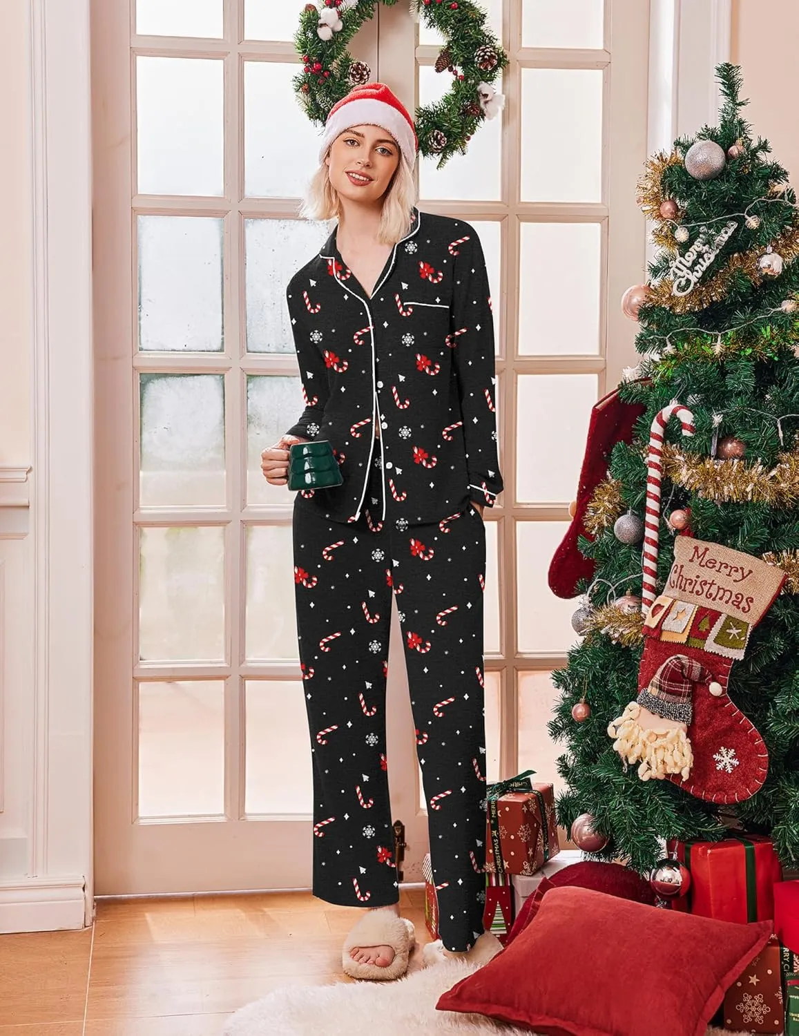 Ekouaer Women's Pajama Sets Long Sleeve Comfy Button Down Nightwear sold by Ekouaer product image thumbnail 5