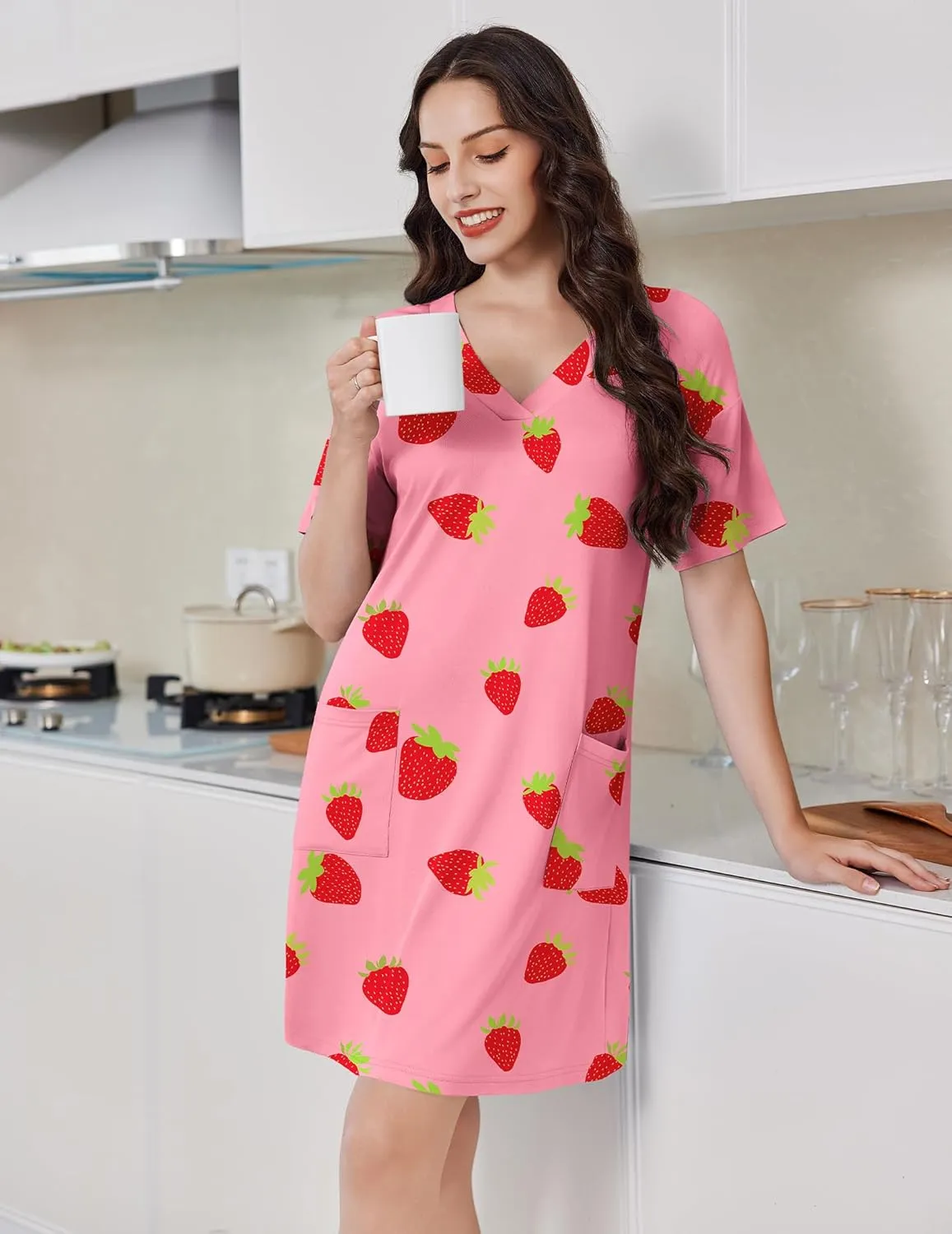 Ekouaer Nightgowns for Women Short Sleeve Sleep Shirt sold by Ekouaer product image thumbnail 3