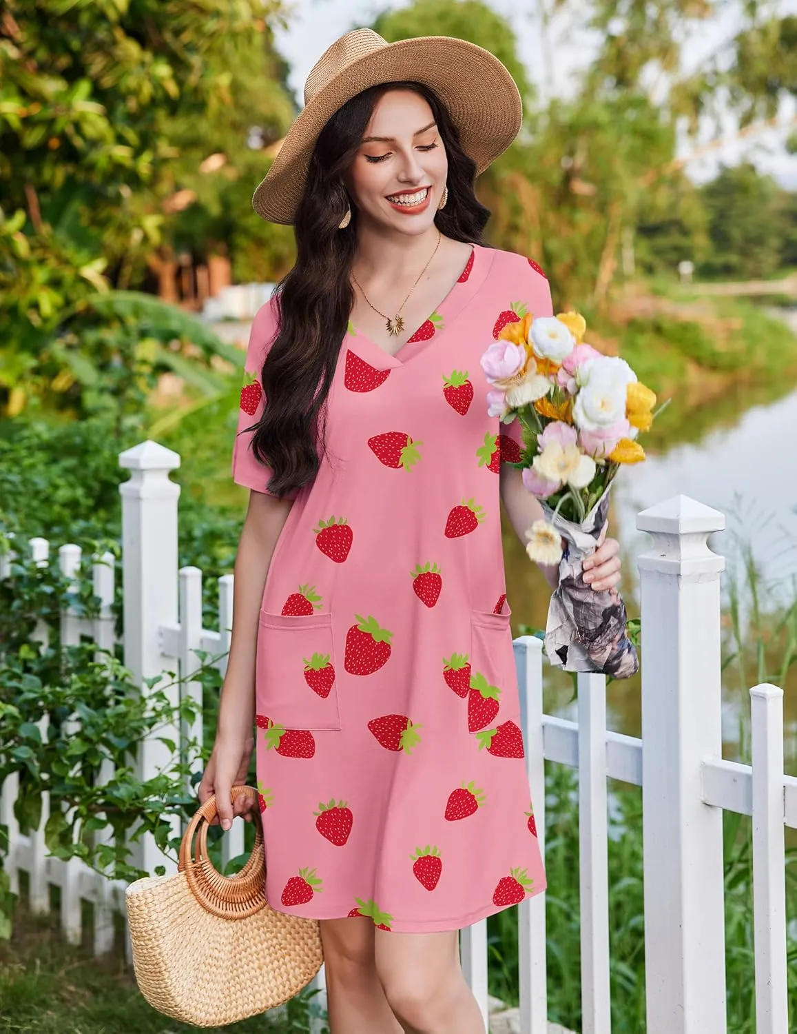 Ekouaer Nightgowns for Women Short Sleeve Sleep Shirt sold by Ekouaer