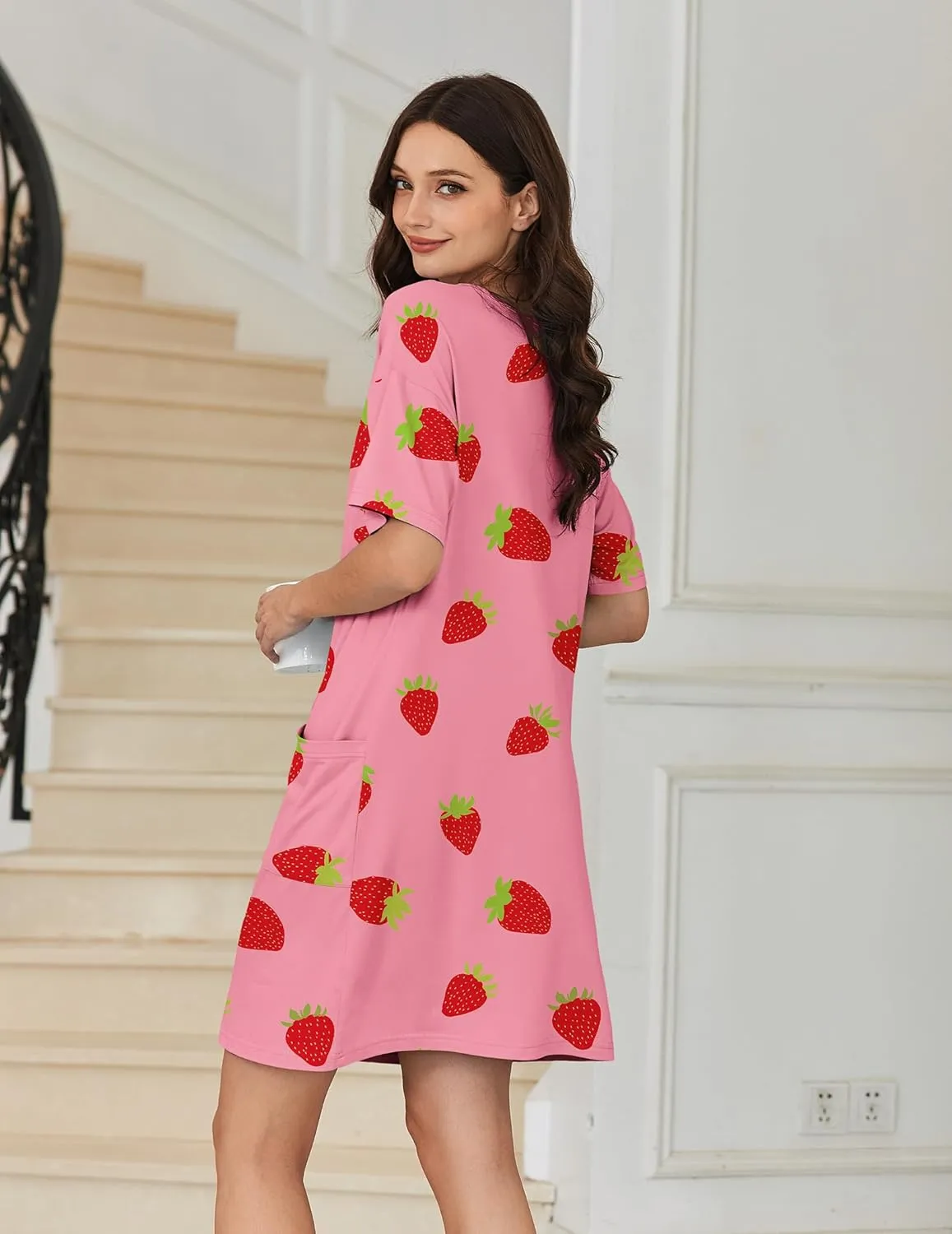 Ekouaer Nightgowns for Women Short Sleeve Sleep Shirt sold by Ekouaer product image thumbnail 4