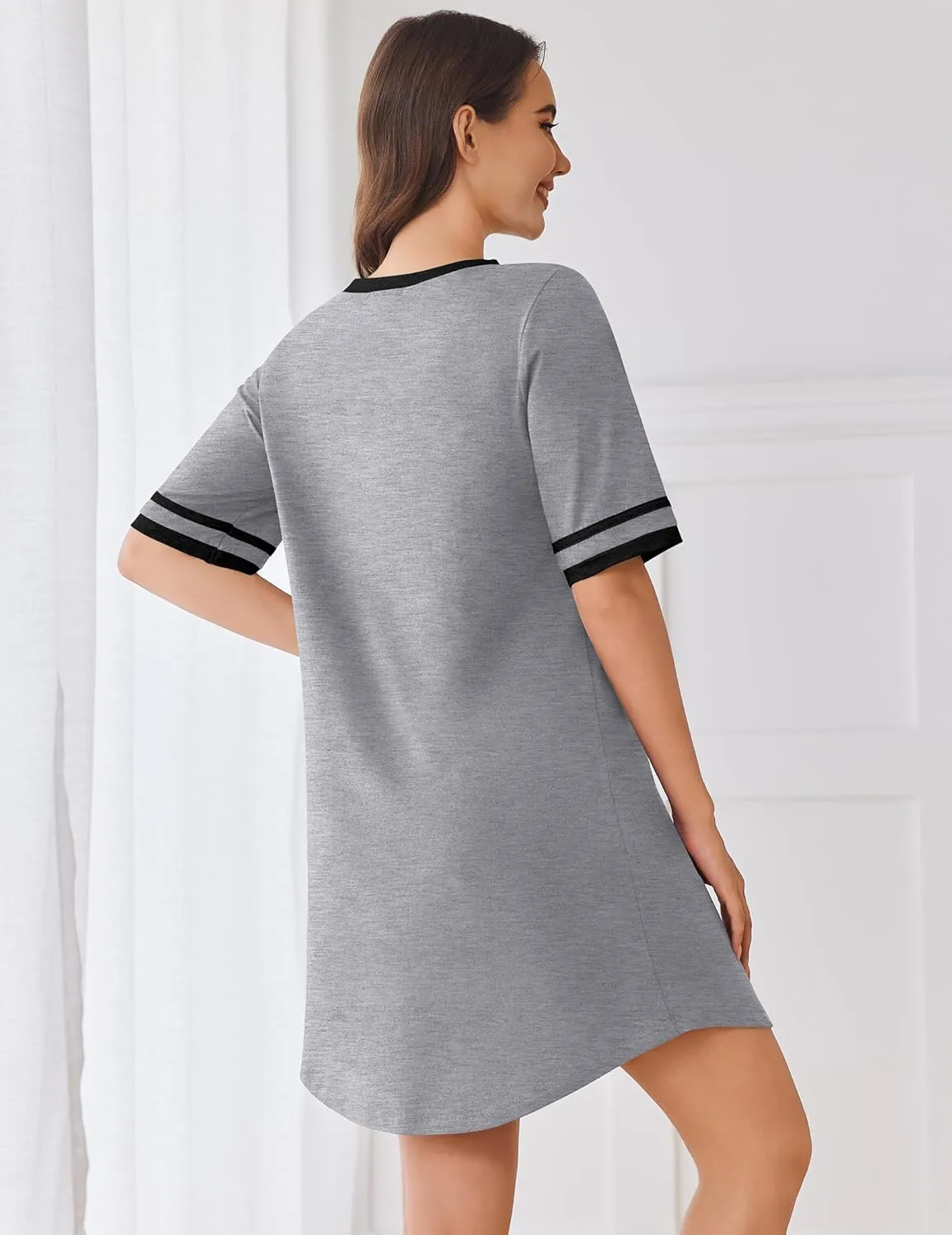 Cotton Nightgowns for Women Soft Comfy Short Sleeve Sleep Dress sold by Ekouaer product image thumbnail 3