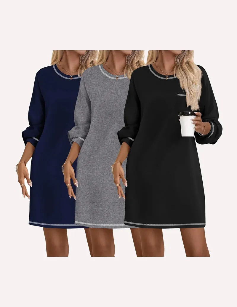 3 Pack Cotton Nightgowns Women Long Sleeve Sleep Shirts sold by Ekouaer product image thumbnail 2