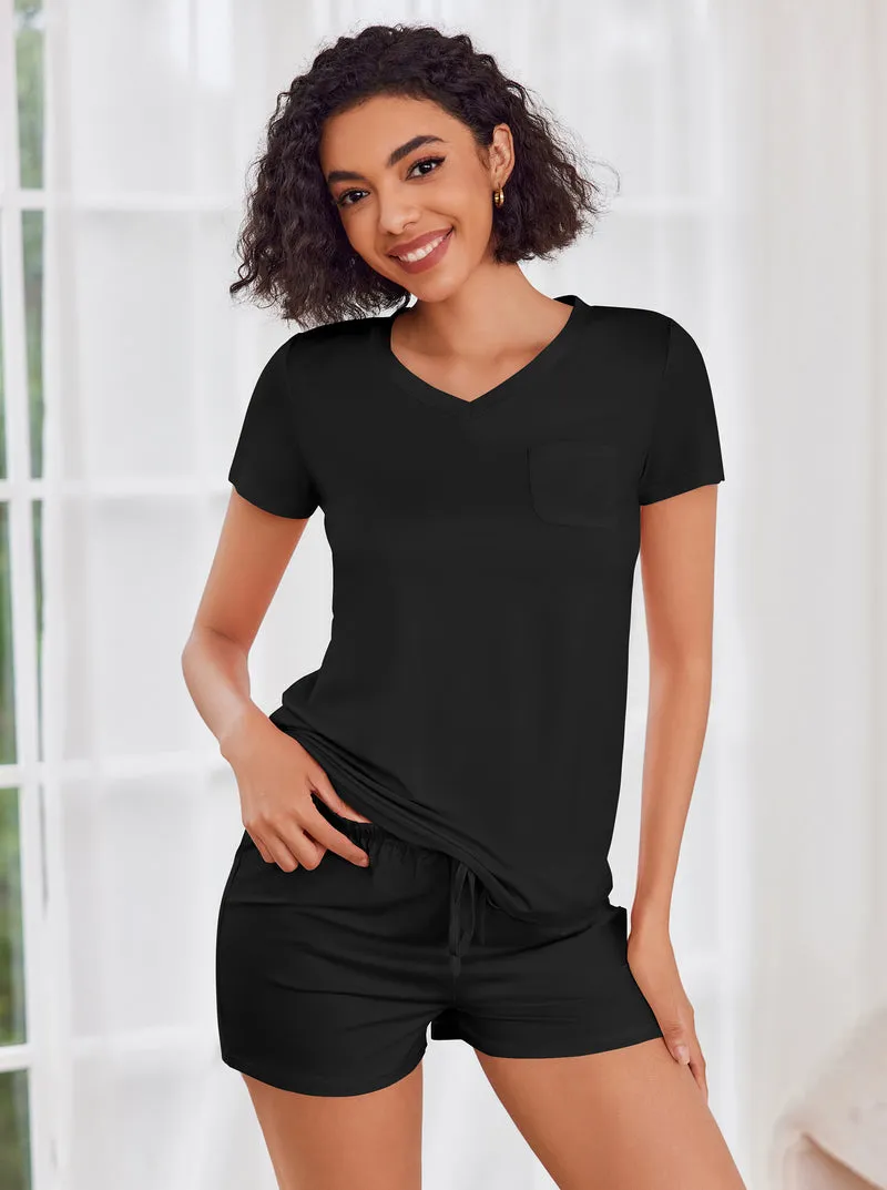 Short Sleeve Pajamas Sets Soft Lounge Sets sold by Ekouaer product image thumbnail 4