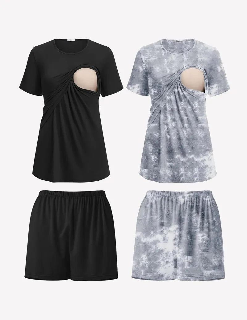 2 Pack Nursing Pajamas Set Double Layer Maternity Pjs sold by Ekouaer