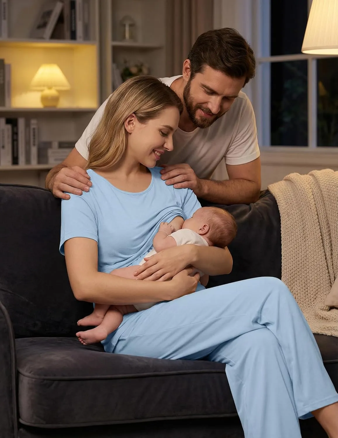 3 Piece Postpartum Nursing Pajamas Set sold by Ekouaer product image thumbnail 5