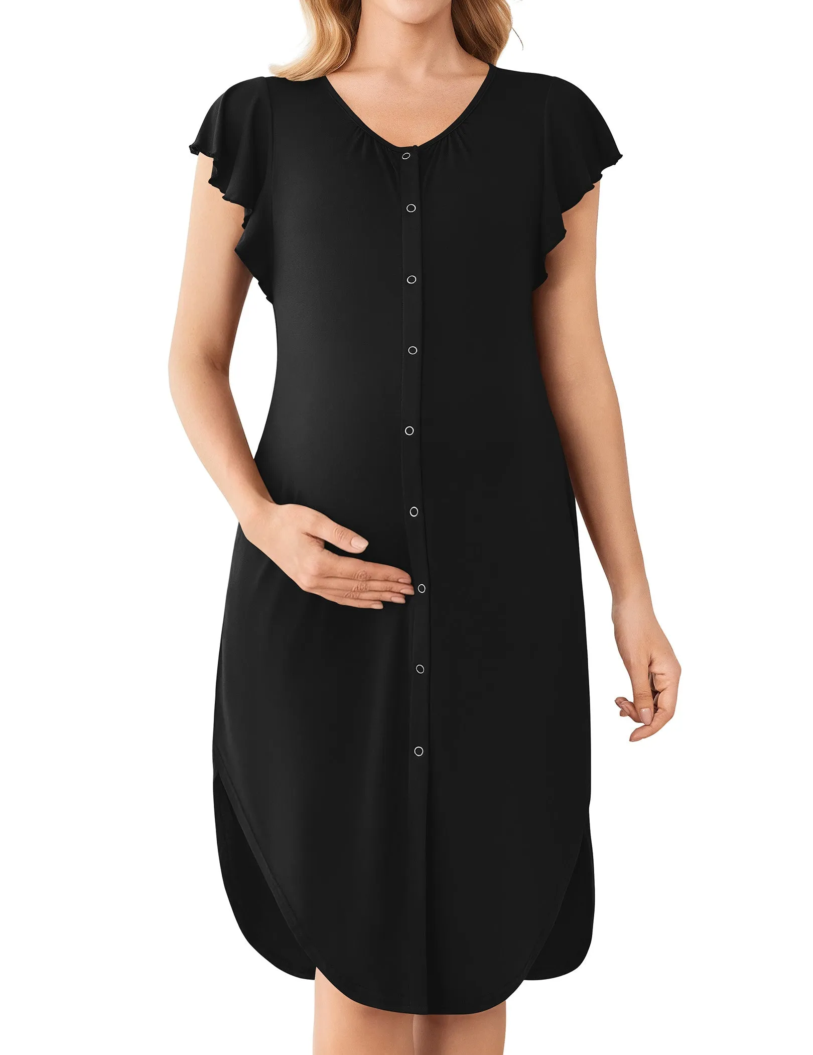 Ekouaer Gown 3 in 1 Maternity Flying Short Sleeve Nightgown sold by Ekouaer product image thumbnail 3