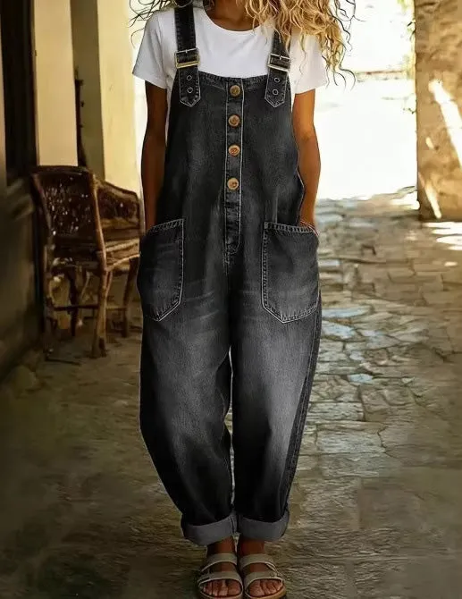 Strap Bib Jumpsuit Fit Denim Overalls sold by Ekouaer product image thumbnail 4