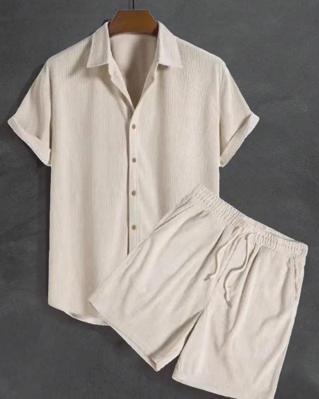 Men's Soft Shirt and Drawstring Shorts Set made by Ekouaer