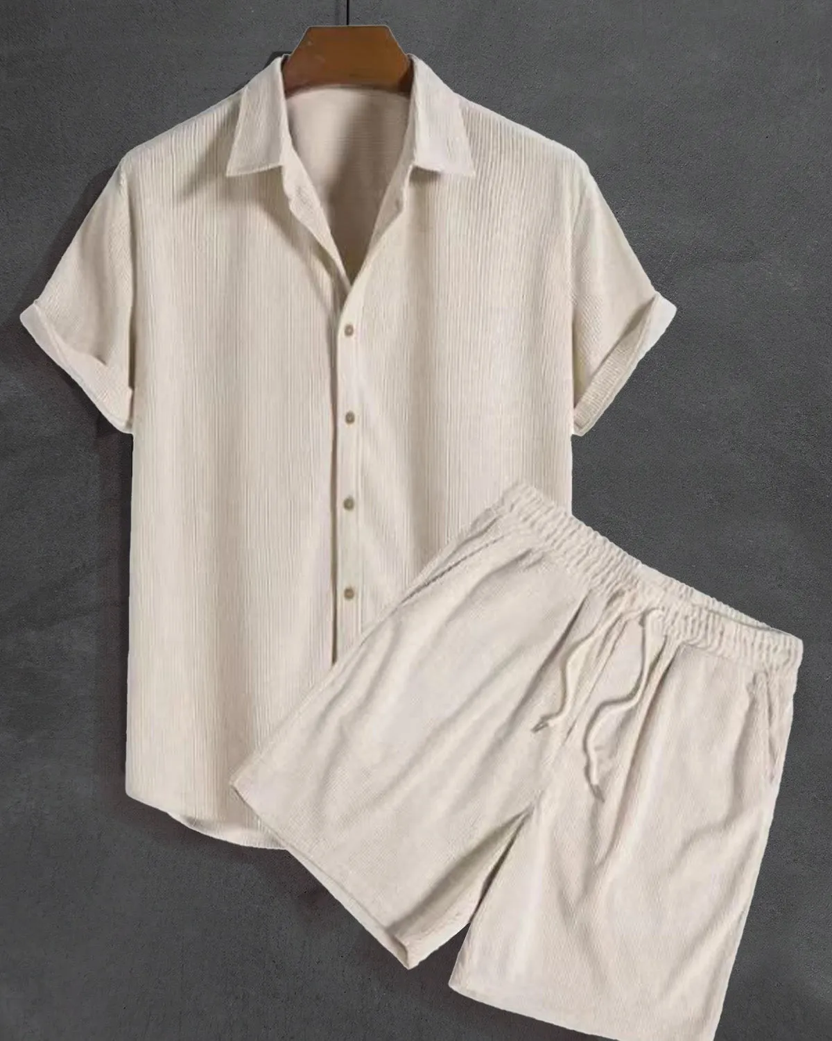 Men's Soft Shirt and Drawstring Shorts Set sold by Ekouaer