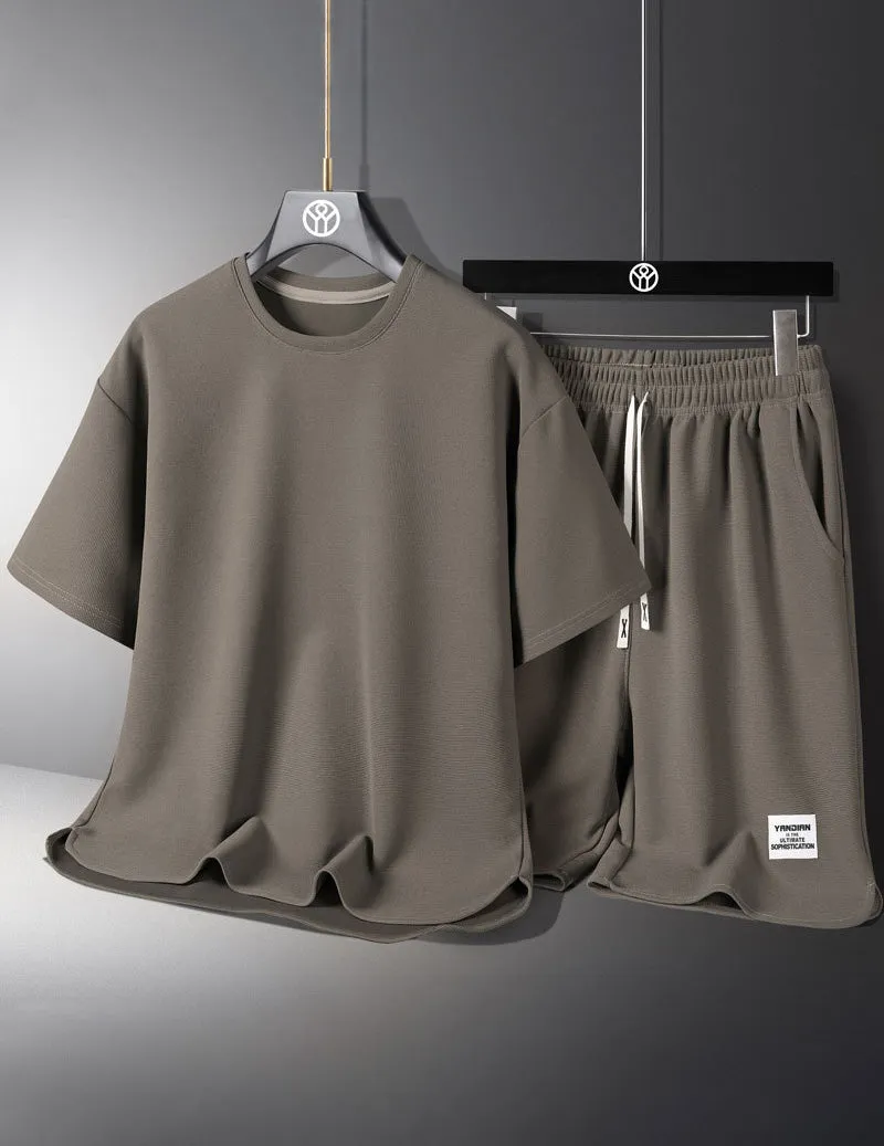 Men's Casual Tee and Drawstring Shorts Set sold by Ekouaer
