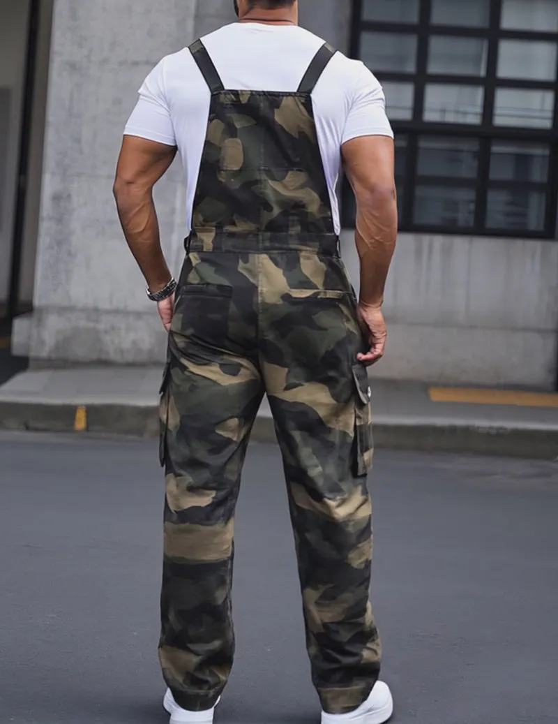 Men’s Camo Cargo Bib Overalls with Adjustable Straps sold by Ekouaer product image thumbnail 3