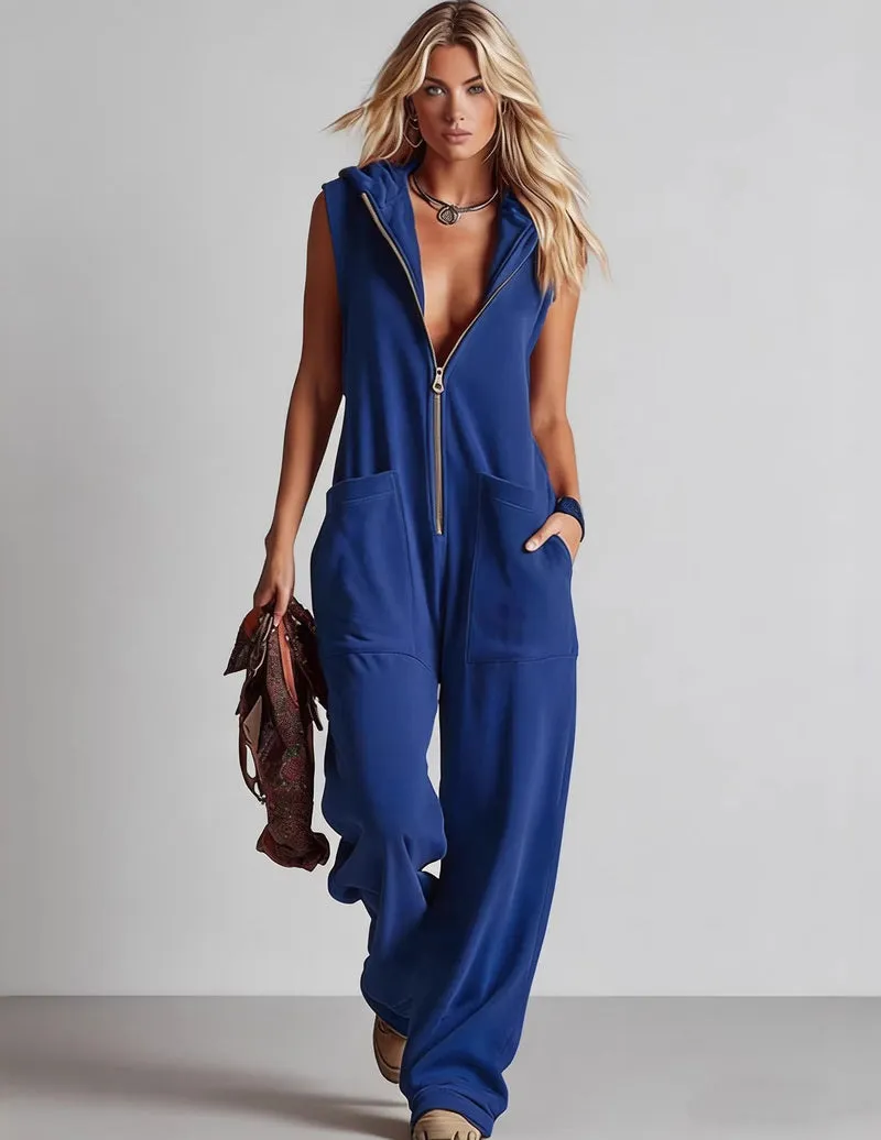 Sleeveless Hooded Zip-Front Jumpsuit sold by Ekouaer product image thumbnail 3