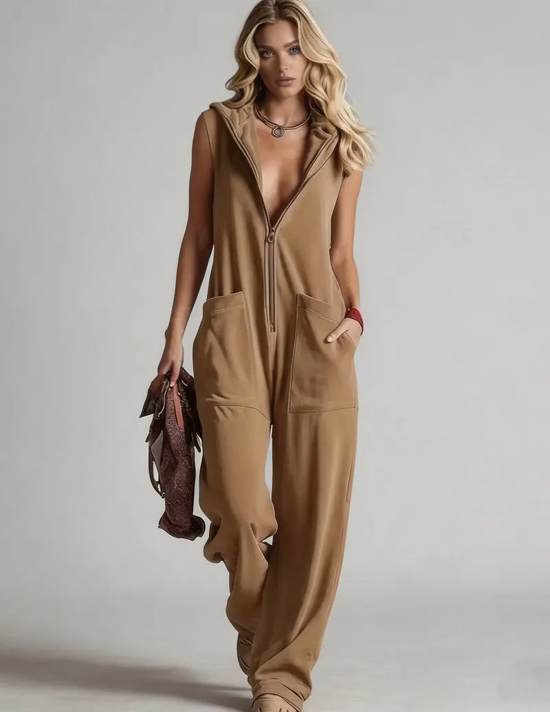 Sleeveless Hooded Zip-Front Jumpsuit sold by Ekouaer product image thumbnail 5
