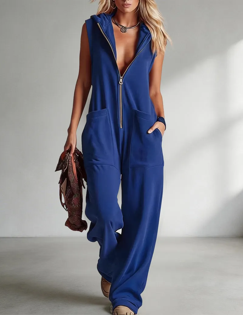 Sleeveless Hooded Zip-Front Jumpsuit sold by Ekouaer product image thumbnail 4