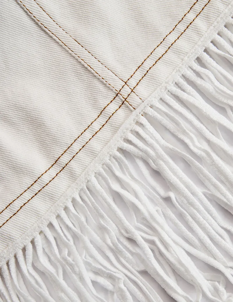 Fringed Western Denim Shirt Long-Sleeve Belted Dress sold by Ekouaer product image thumbnail 5