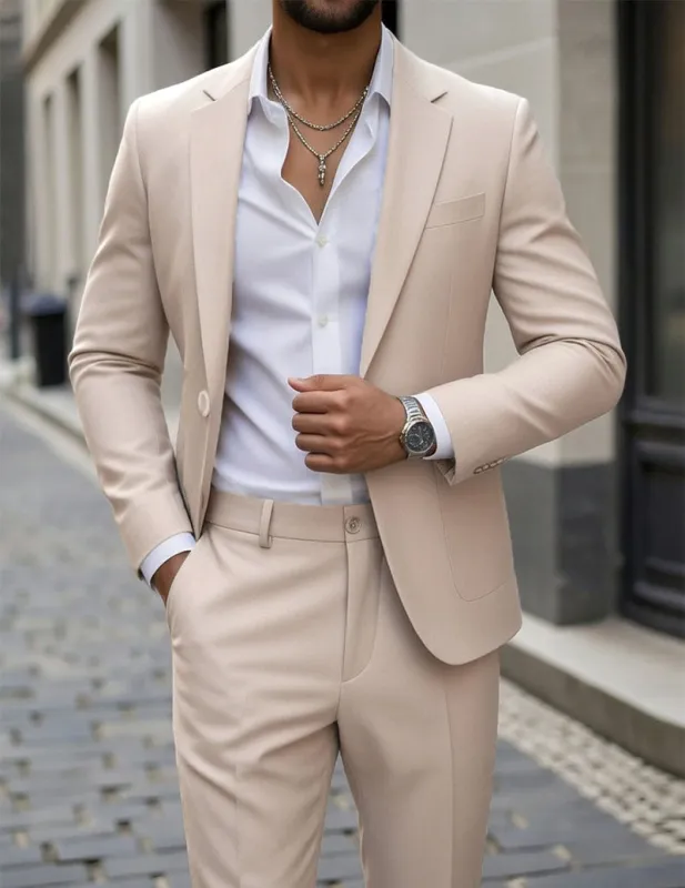 Men's Slim Fit 2-Piece Suit Blazer & Trousers Formal Suit Set made by Ekouaer