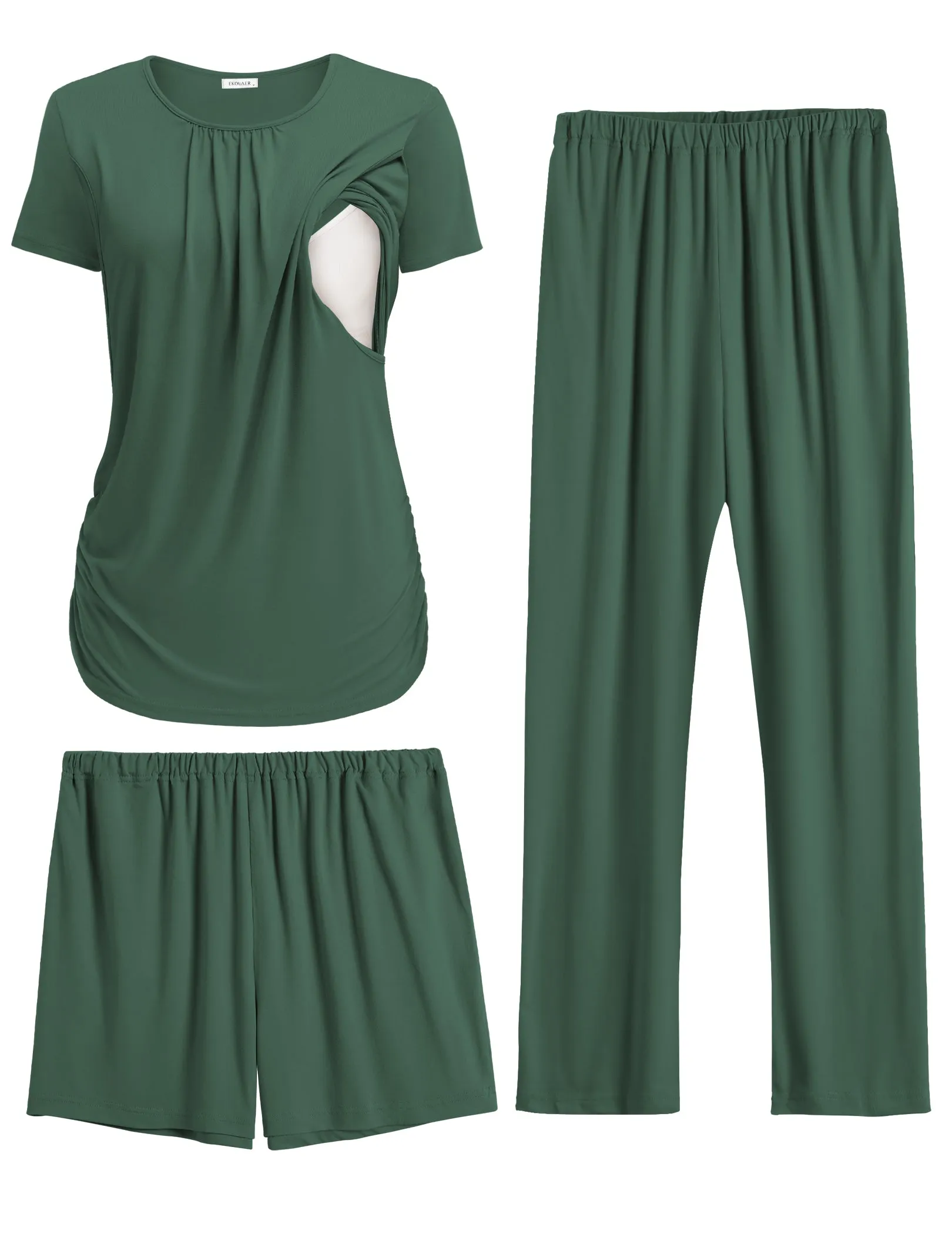 Ekouaer Maternity Nursing Pajamas Set 3-Piece Lounge PJs sold by Ekouaer product image thumbnail 5
