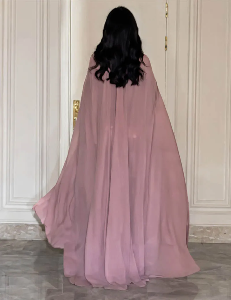 High Neck Beaded Cape Evening Gown Elegant Formal Dress sold by Ekouaer product image thumbnail 5