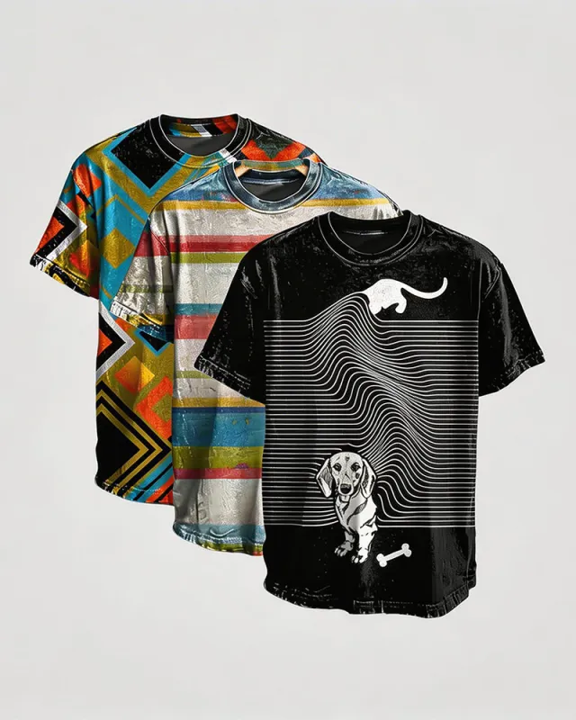 Men's Vintage Distressed Graphic T-Shirts – Crew Neck Short Sleeve Tees made by Ekouaer