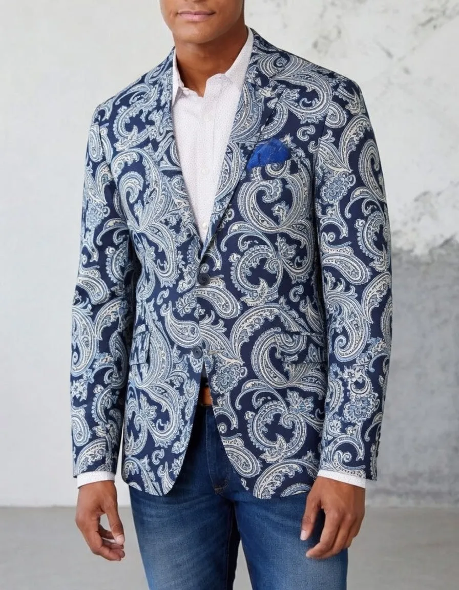 Men's Paisley Blazer – Two Button Sport Coat Casual Business Jacket sold by Ekouaer