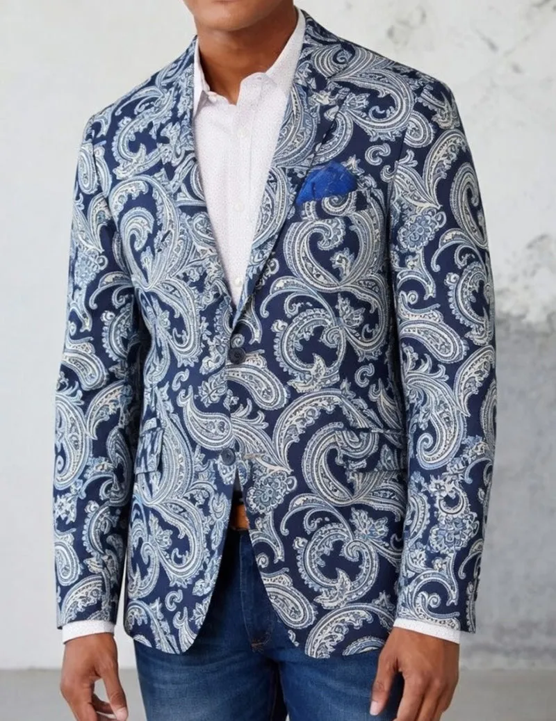 Men's Paisley Blazer – Two Button Sport Coat Casual Business Jacket sold by Ekouaer product image thumbnail 2