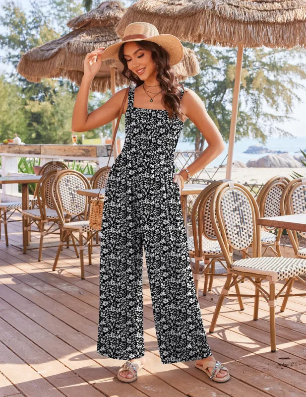 Ekouaer Women's Boho Wide Leg Jumpsuit with Pockets made by Ekouaer