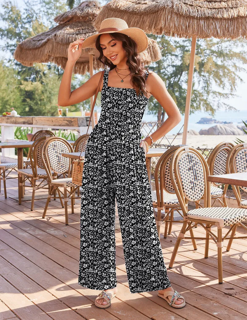 Ekouaer Women's Boho Wide Leg Jumpsuit with Pockets sold by Ekouaer