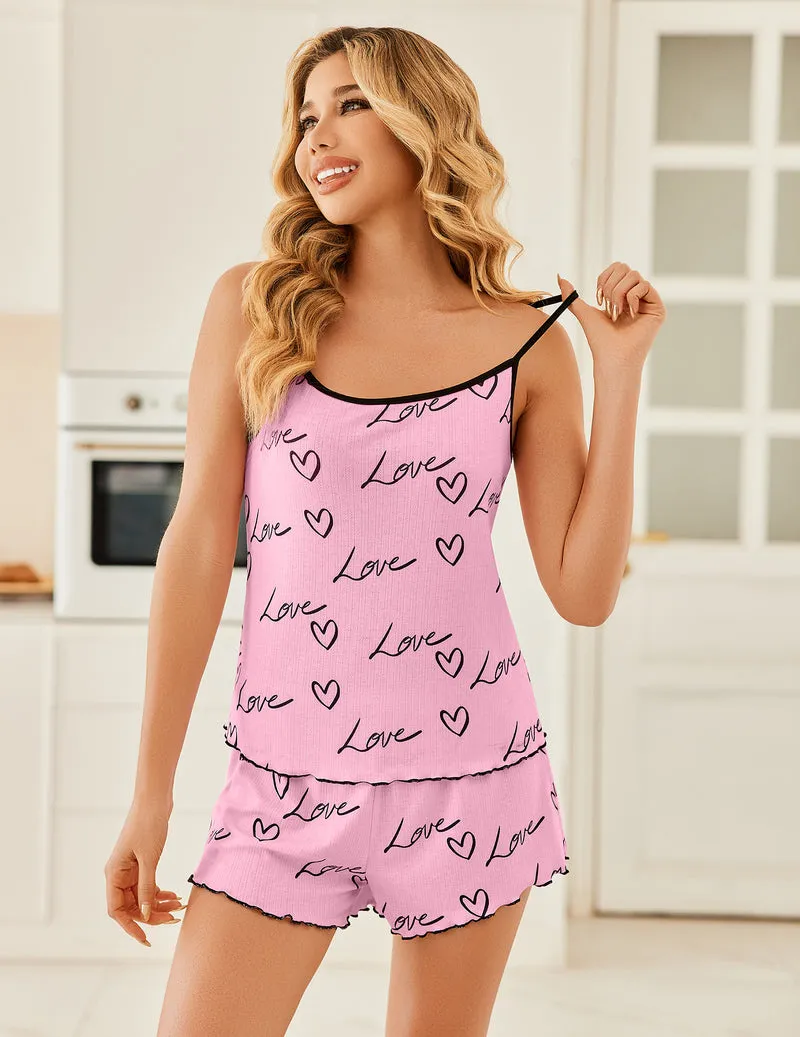 Ekouaer Women's Ribbed Camisole Pajama Set sold by Ekouaer product image thumbnail 3