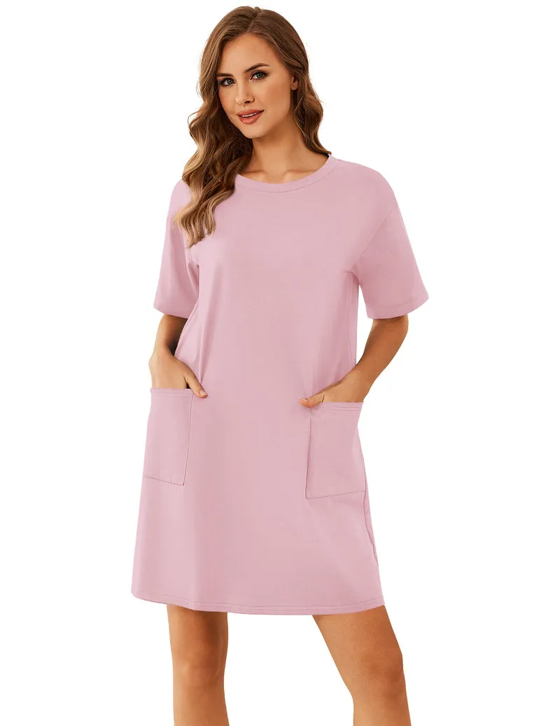 Ekouaer Cotton Nightgown Short Sleeve Sleep Shirt with Pocket sold by Ekouaer product image thumbnail 4