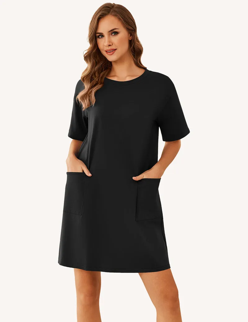 Ekouaer Cotton Nightgown Short Sleeve Sleep Shirt with Pocket sold by Ekouaer product image thumbnail 5