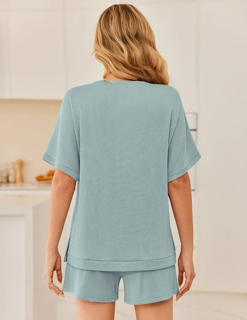 Ekouaer Ribbed 2-Piece Lounge Set with Pocket sold by Ekouaer product image thumbnail 2