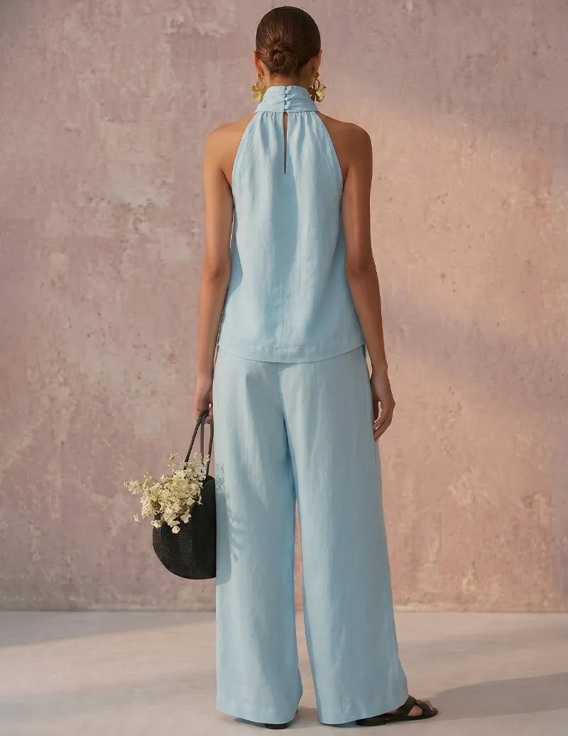 Halter Neck Backless Top Wide-Leg Pants Set sold by Ekouaer product image thumbnail 2