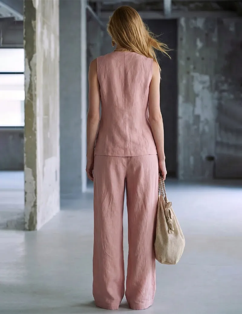 Sleeveless Button Vest Wide-Leg Pants Lounge Set sold by Ekouaer product image thumbnail 4