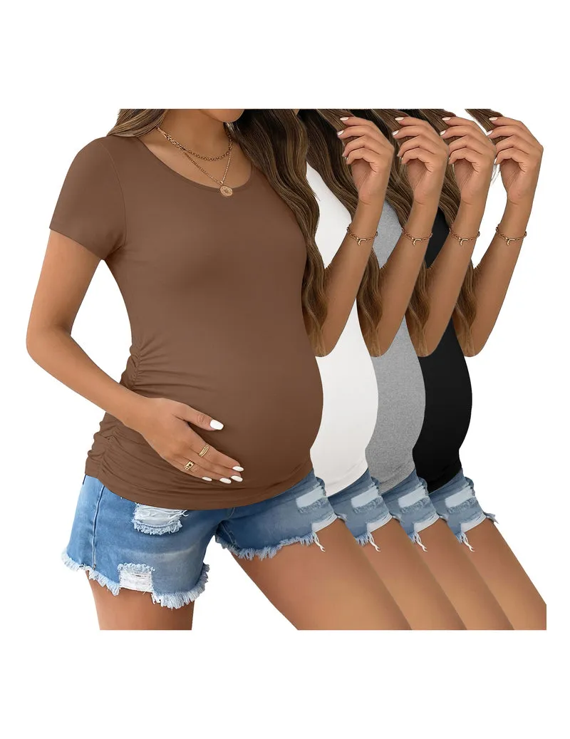 Ekouaer Maternity Shirts 4-Pack Short Sleeve Side Ruched Top sold by Ekouaer product image thumbnail 3
