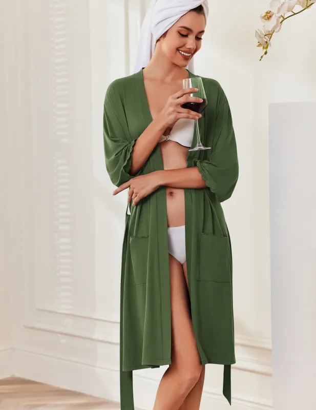 Ekouaer Robes for Women Knee Length Kimono Bathrobe made by Ekouaer