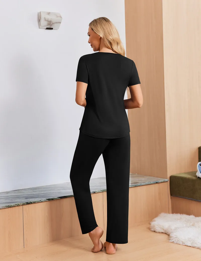 Ekouaer 3-Piece Maternity Nursing PJ Set Short Sleeve Top Shorts Pants sold by Ekouaer product image thumbnail 4