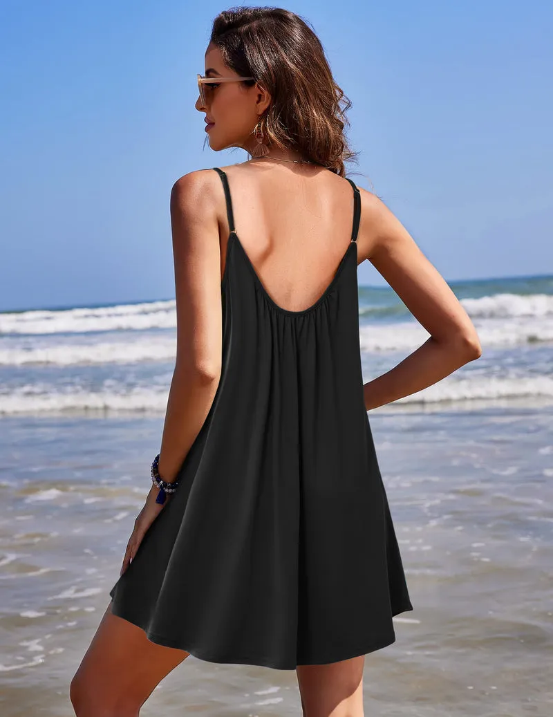 Ekouaer Spaghetti Strap Nightgown Sleeveless Sleep Dress with Pockets sold by Ekouaer product image thumbnail 4