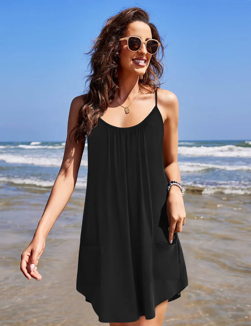 Ekouaer Spaghetti Strap Nightgown Sleeveless Sleep Dress with Pockets sold by Ekouaer product image thumbnail 3