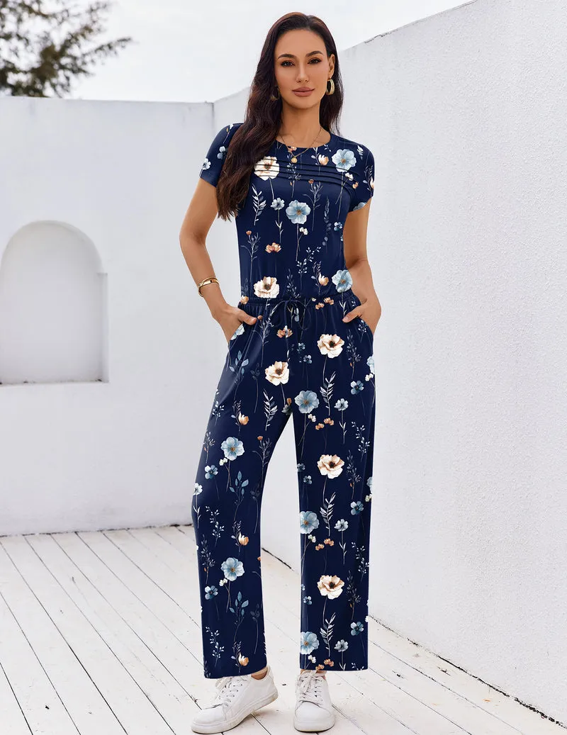 Ekouaer Summer Round Neck Pleated Front Romper sold by Ekouaer product image thumbnail 5