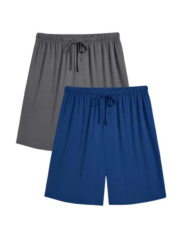 Ekouaer 2 Pack Men's Pajama Shorts Bamboo Rayon Shorts Drawstring Loungewear made by Ekouaer