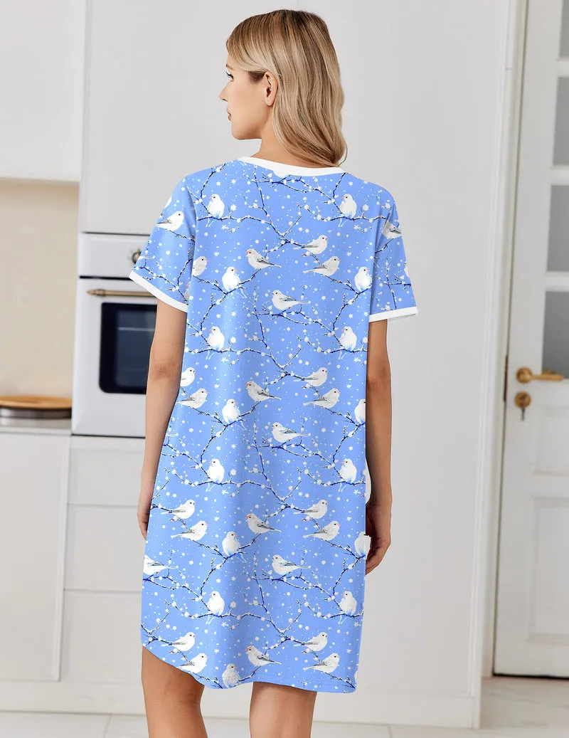 Ekouaer Cotton Short Sleeve Moo Moo Nightgown sold by Ekouaer product image thumbnail 4